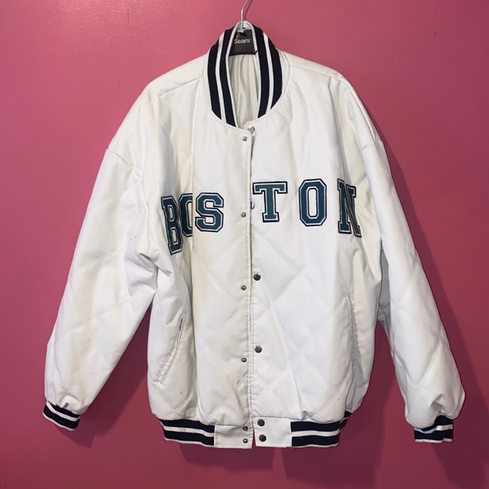 WHITE BOSTON BOMBER JACKET